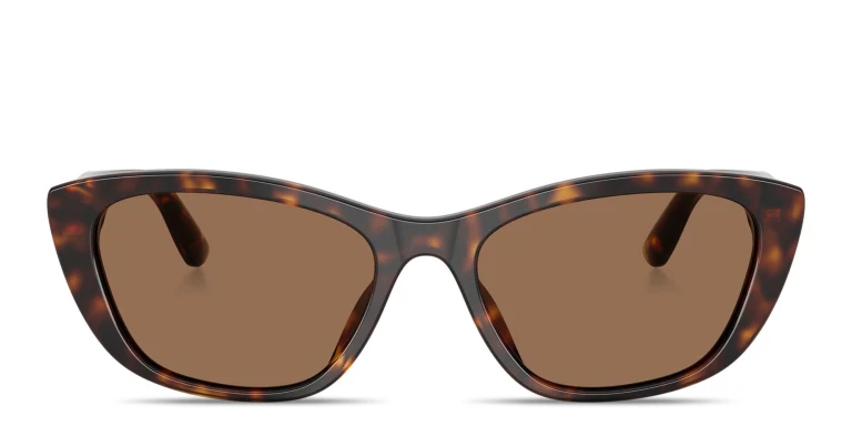 Shop Dolce & Gabbana Logo Lettering Cat-Eye Sunglasses in Havana online.