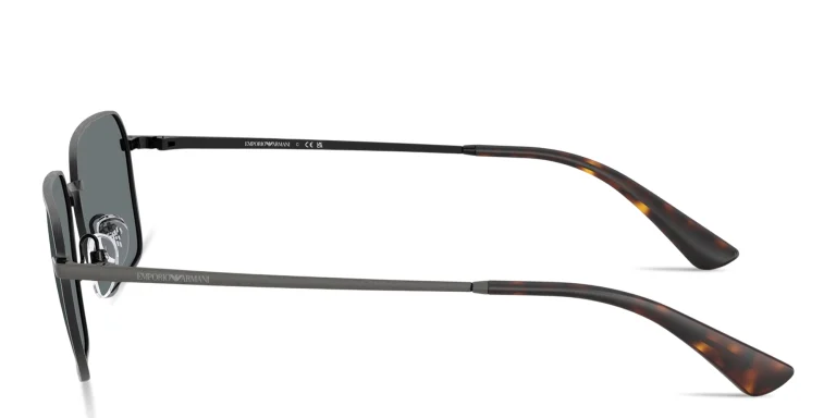Shop Emporio Armani Engraved Logo Irregular Sunglasses in Silver online.