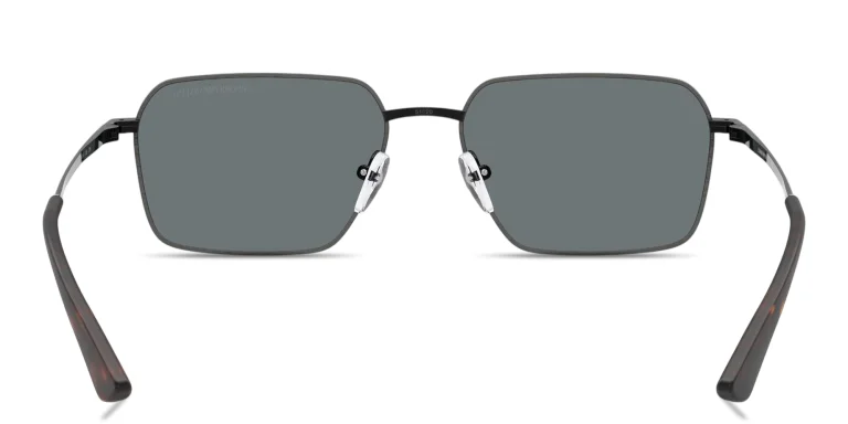 Shop Emporio Armani Engraved Logo Irregular Sunglasses in Silver online.