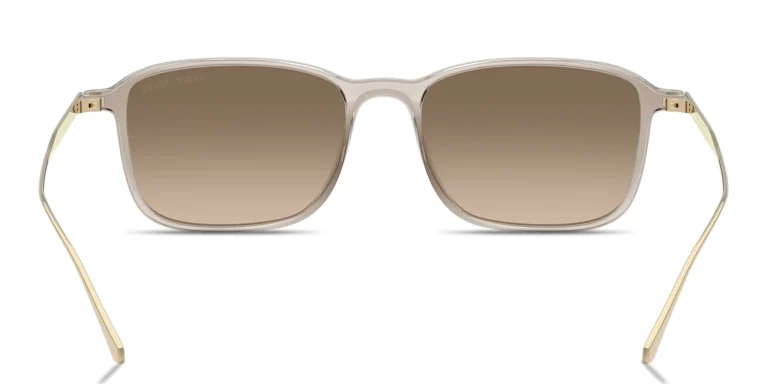 Shop GIORGIO ARMANI Engraved Logo Rectangle Sunglasses in Brown online.