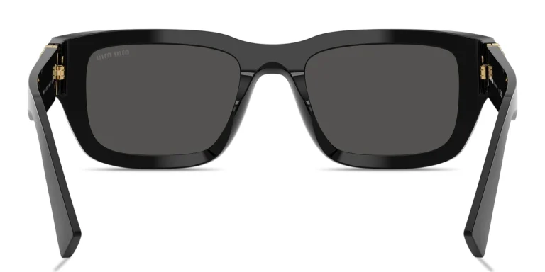 Shop MIU MIU Vertical Logo Square Sunglasses in Black online.