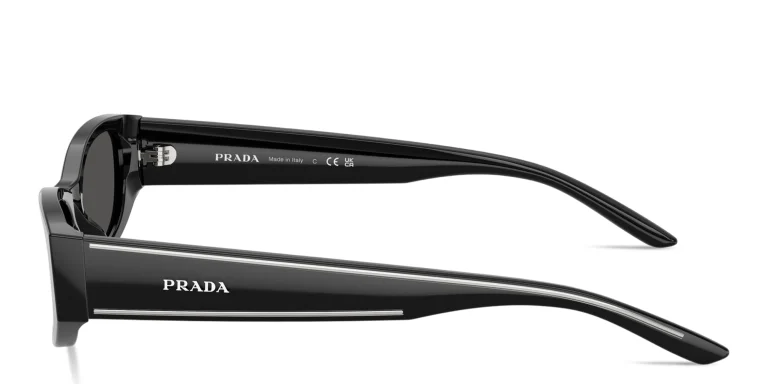 Shop PRADA Logo Signature Cat-Eye Sunglasses in Black online.