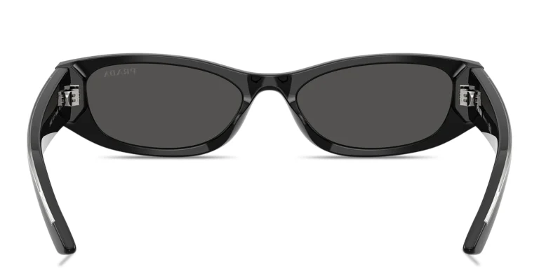 Shop PRADA Logo Signature Cat-Eye Sunglasses in Black online.