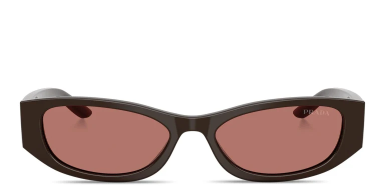 Shop PRADA Logo Signature Cat-Eye Sunglasses in Brown online.