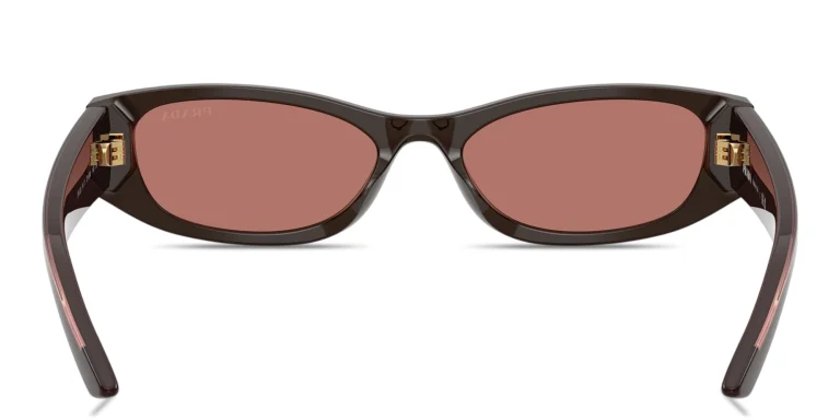 Shop PRADA Logo Signature Cat-Eye Sunglasses in Brown online.