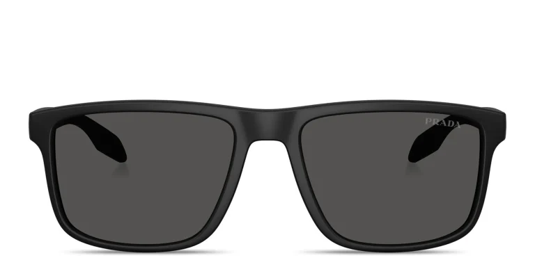 Shop Prada Linea Rossa Logo Lettering Pillow Sunglasses in Black online.