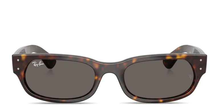 Shop Ray-Ban Embossed Logo Unisex Irregular Sunglasses in Havana online.