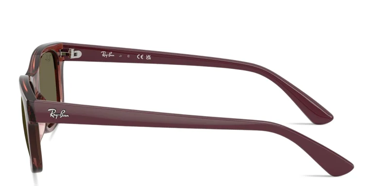 Shop Ray-Ban Junior Embossed Logo Kids Rectangle Sunglasses in Purple online.