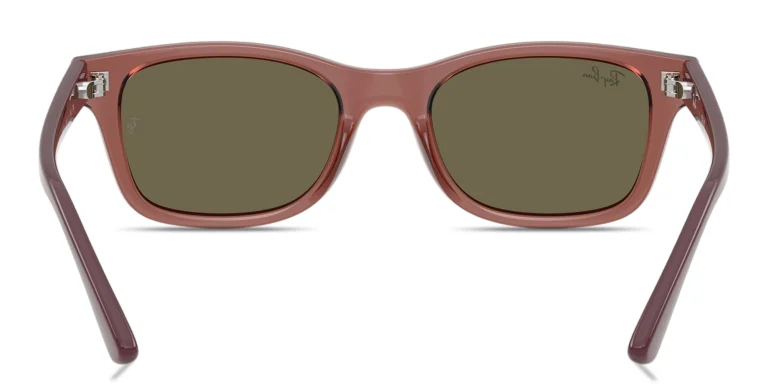 Shop Ray-Ban Junior Embossed Logo Kids Rectangle Sunglasses in Purple online.