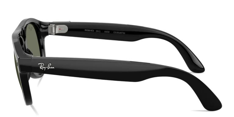 Shop Ray-Ban Meta Aviator Unisex Pilot Sunglasses with Blue Light Filter in Black online.