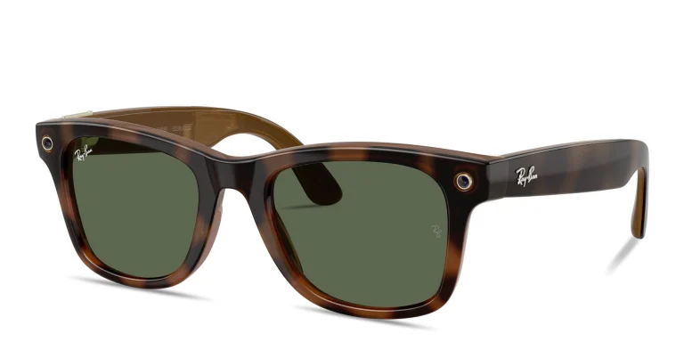 Shop Ray-Ban Meta Wayfarer Unisex Square Sunglasses in Havana online.