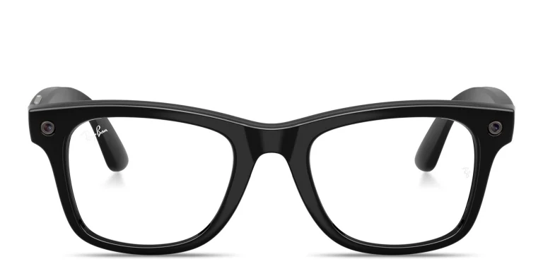 Shop Ray-Ban Meta Wayfarer Transitions® Unisex Square Sunglasses with Blue Light Filter in Black online.