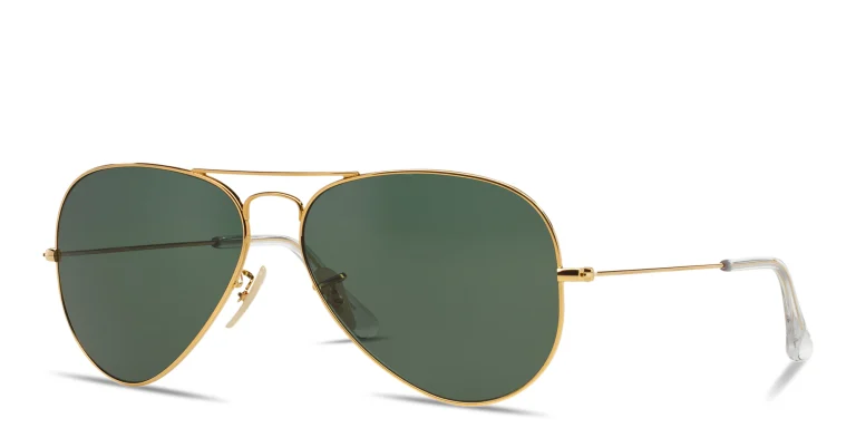 Shop Ray-Ban Unisex Aviator Solid Gold Sunglasses in Gold online.