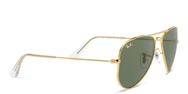 Shop Ray-Ban Junior Kids Pilot Sunglasses in Gold online.