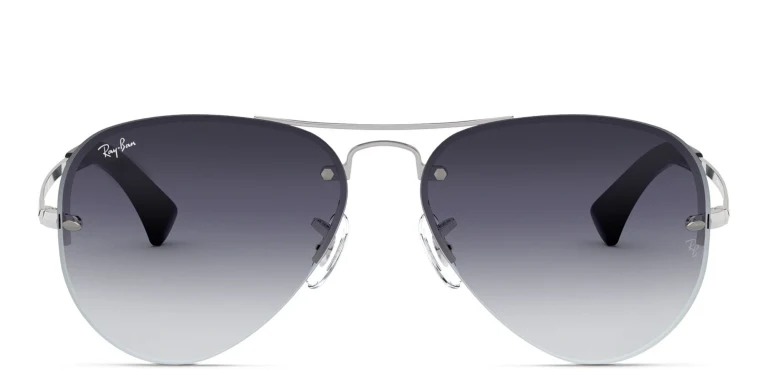 Shop Ray-Ban Unisex Half-Rim Pilot Sunglasses in Silver online.