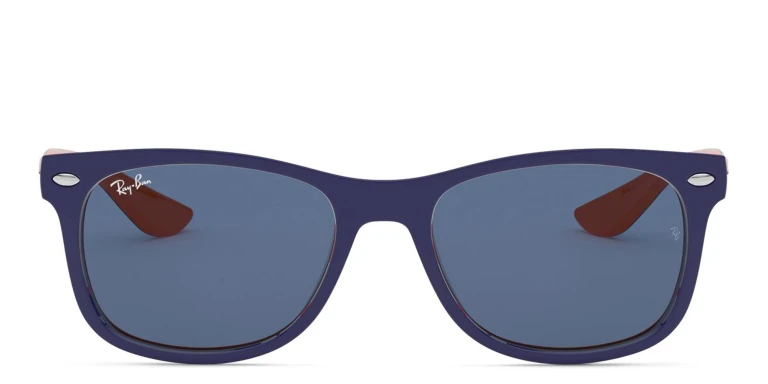 Shop Ray-Ban Junior New Wayfarer Kids Square Sunglasses in Blue online.