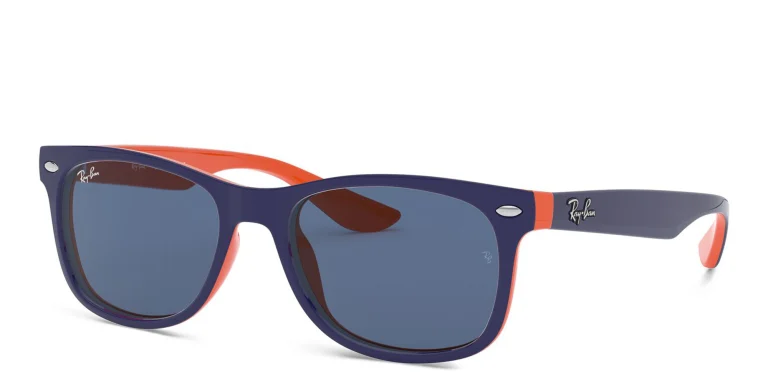Shop Ray-Ban Junior New Wayfarer Kids Square Sunglasses in Blue online.