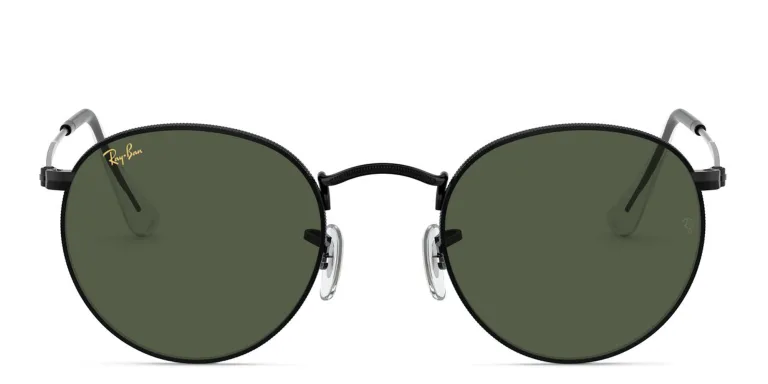 Shop Ray-Ban Round Sunglasses in Metal in Black online.