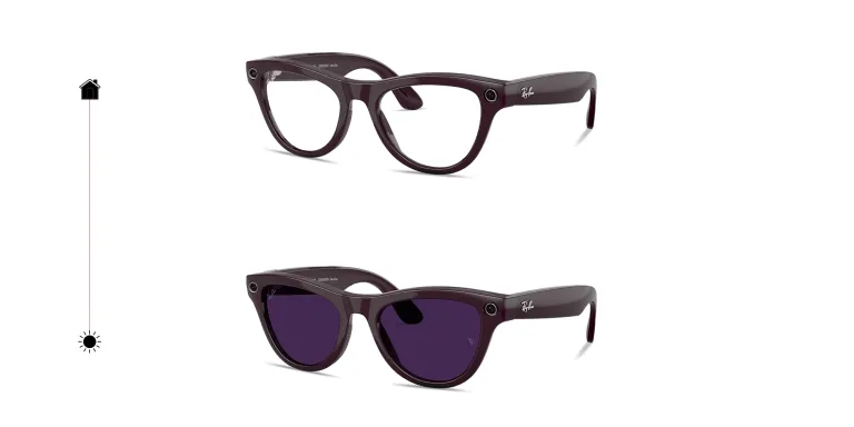 Shop Ray-Ban Meta Skyler Transitions® Unisex Cat-Eye Sunglasses in Purple online.