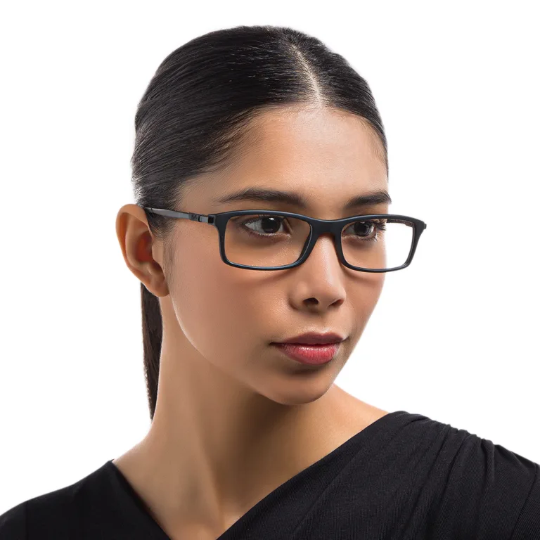 Shop Ray-Ban Optics Unisex Rectangle Eyeglasses in Black online.