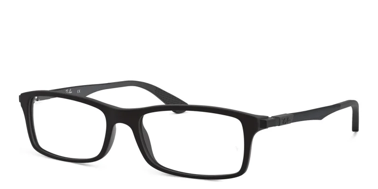 Shop Ray-Ban Optics Unisex Rectangle Eyeglasses in Black online.