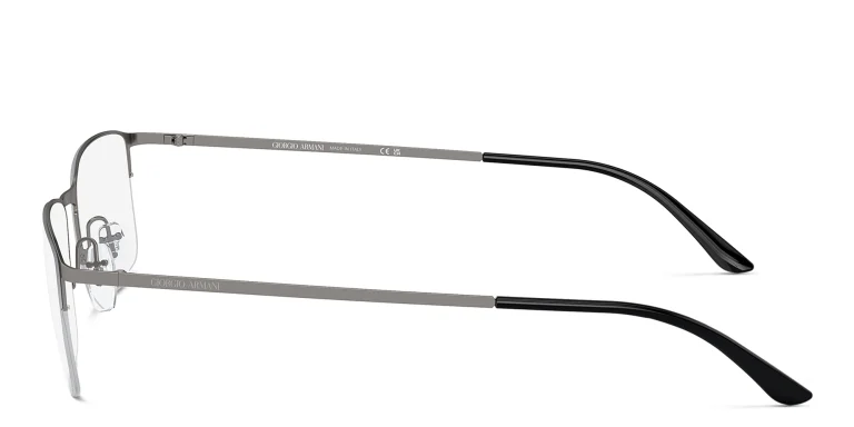 Shop GIORGIO ARMANI Logo Half-Rim Rectangle Eyeglasses in Gunmetal online.