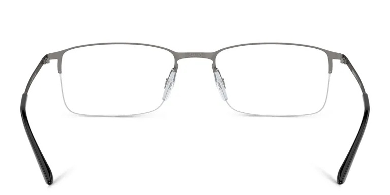 Shop GIORGIO ARMANI Logo Half-Rim Rectangle Eyeglasses in Gunmetal online.
