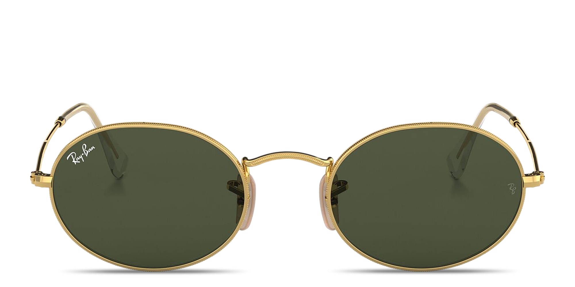 Ray Ban Oval Metal Glasses in Arista Gold and G15 Green NWT Ray-Ban Arista Gold Frame Oval Sunglasses with Dark  main image 4