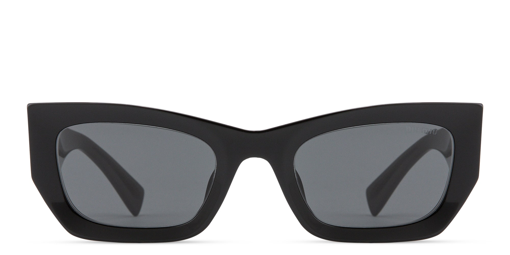 New MIU MIU Sunglasses Black Rectangle Cat Eye Grey Lens Womens 56mm Miu Miu MU B05S 16K90A 51 | Bassol Optic United States main image 2