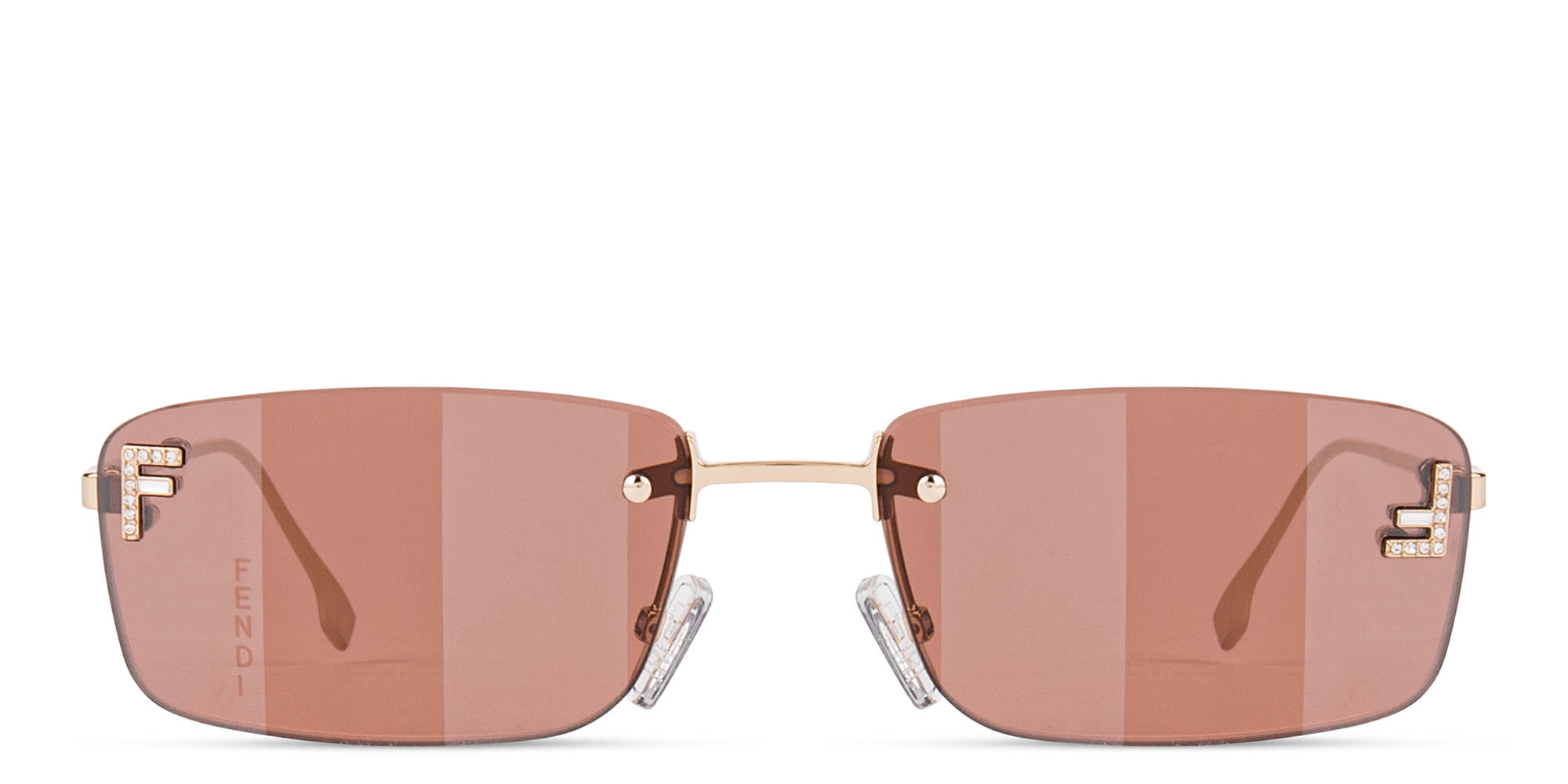 Buy FENDI Fendi First Crystals Rimless Rectangle Sunglasses Online