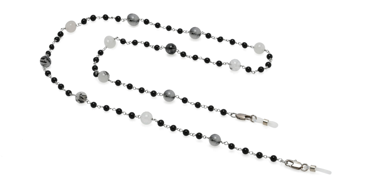 Onyx & Stainless Steel Glasses Chain 