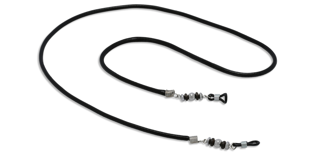 Black Faux Leather Rope Glasses Chain 