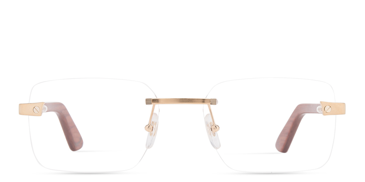 Rimless Wide Rectangle Eyeglasses 