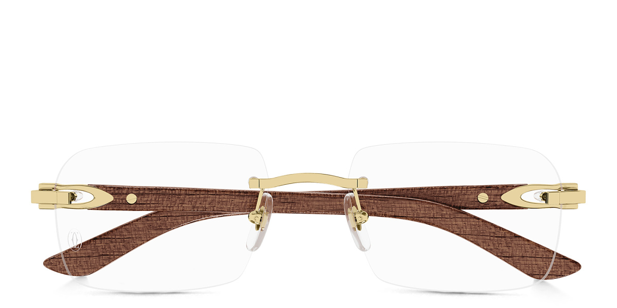 `C`de Cartier Rimless Wide Rectangle Eyeglasses 