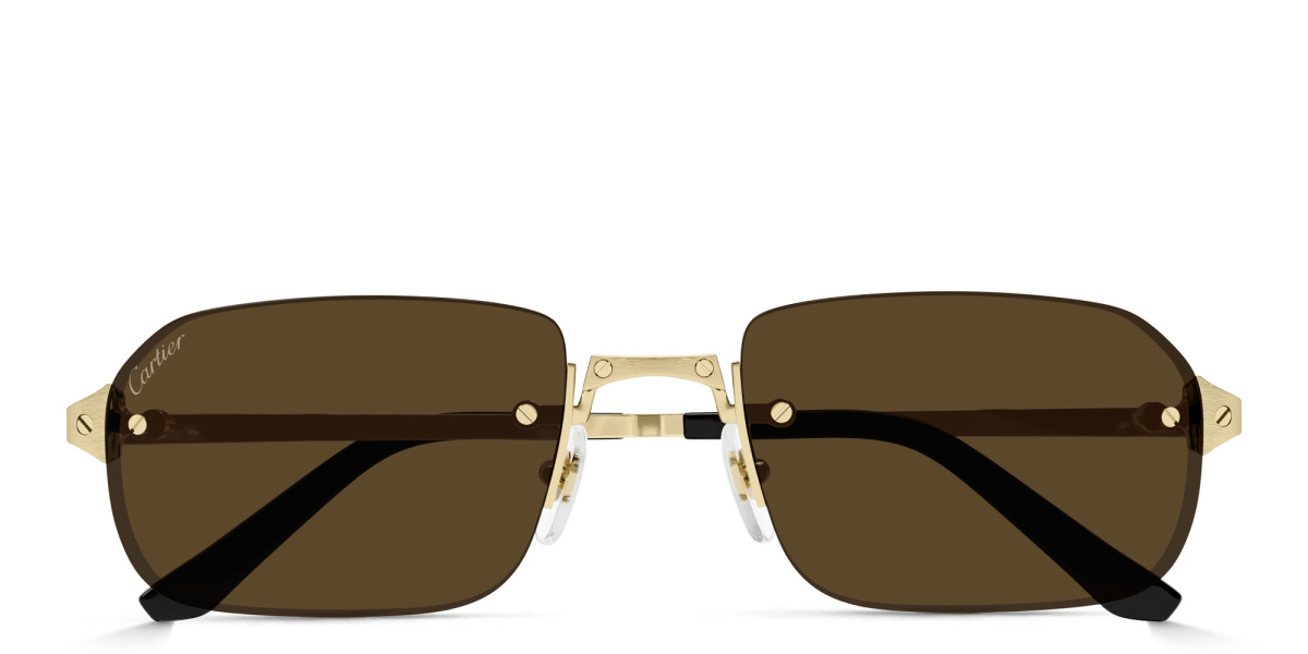 Santos de Cartier Rimless Rectangle Sunglasses 